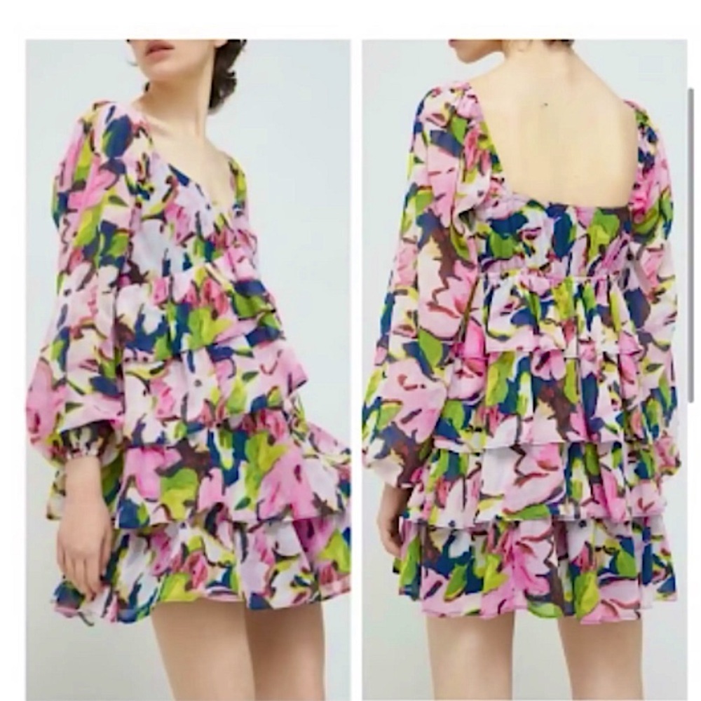 Abercrombie and Fitch Tiered Chiffon Babydoll floral dress